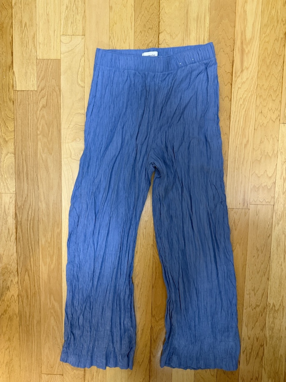 Abercrombie & Fitch Light Blue Crinkle Wide-Leg Pants